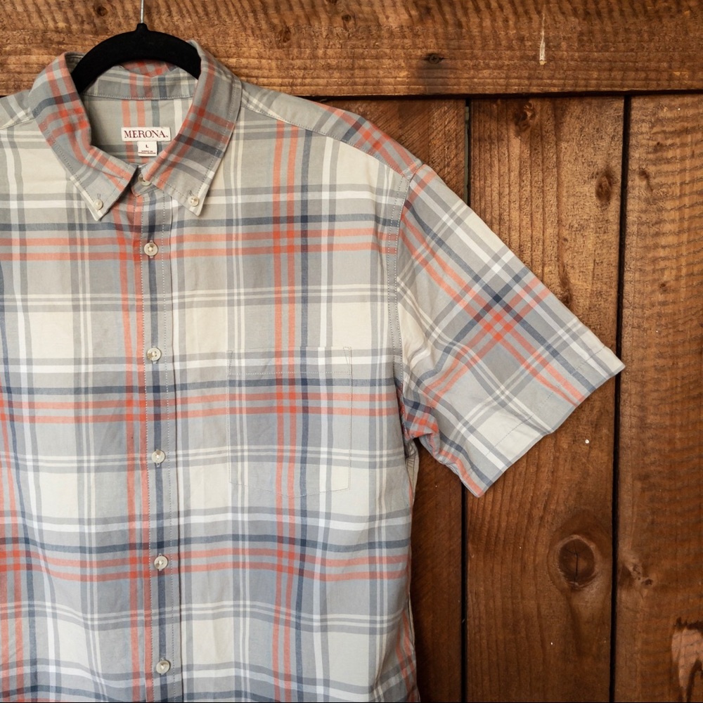 Men’s Merona Red Short Sleeve Plaid Shirt